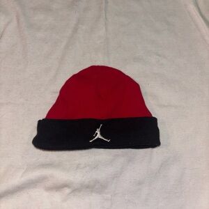 Jordan Red and Black Folded Cuff Beanie with Jumpman
